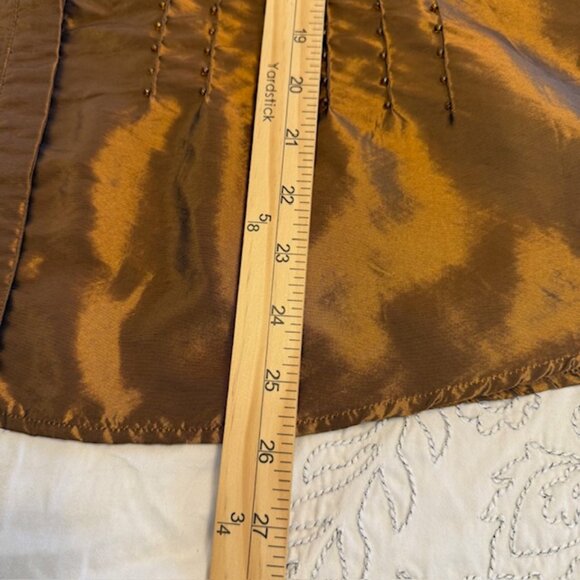 Coldwater Creek XL Shirt Top Brown Copper Beaded Embellished Long Sleeve Button - Picture 9 of 11